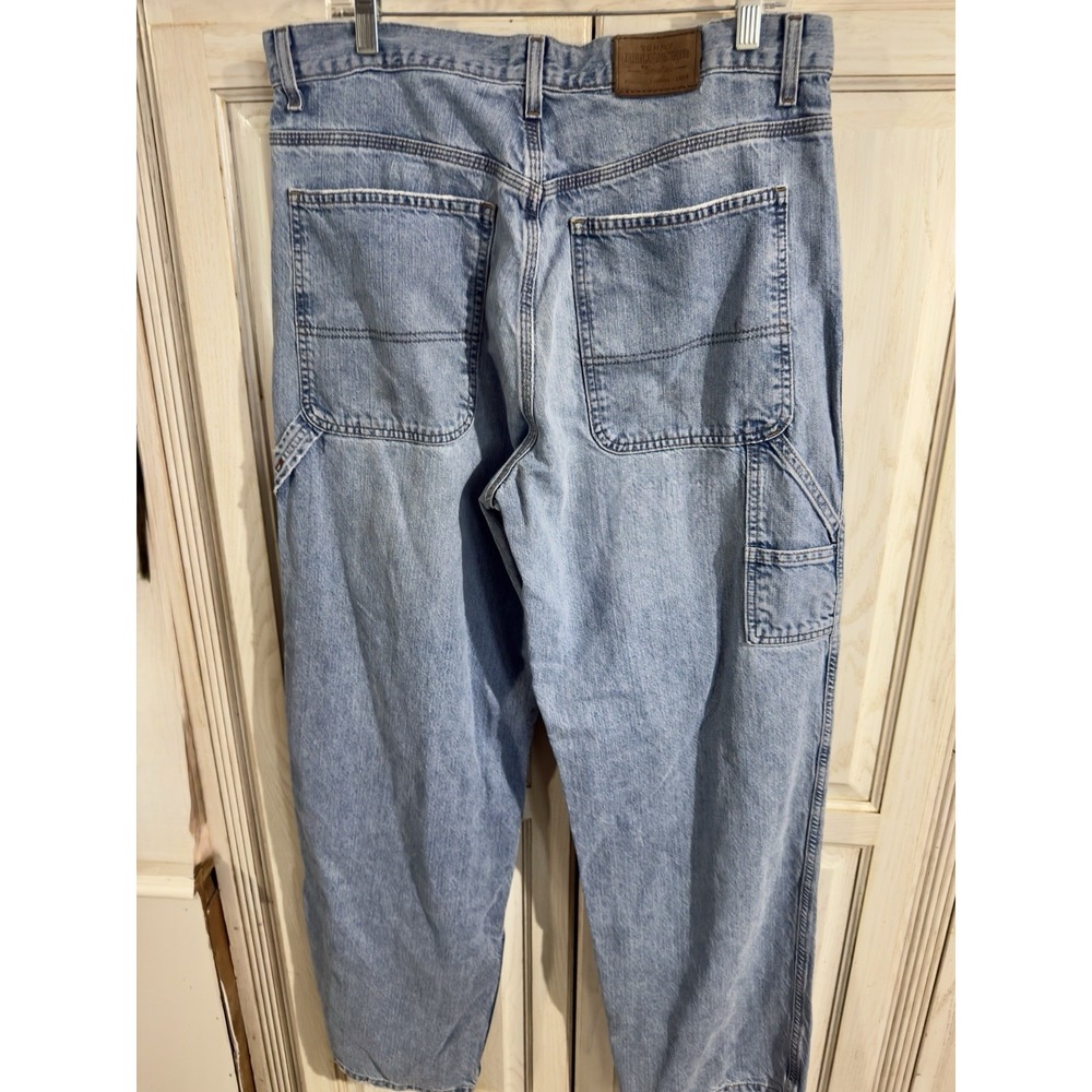 VTG Tommy Hilfiger Men's 34x34 Light Wash Wide-Leg Loose Jeans Carpenter Baggy